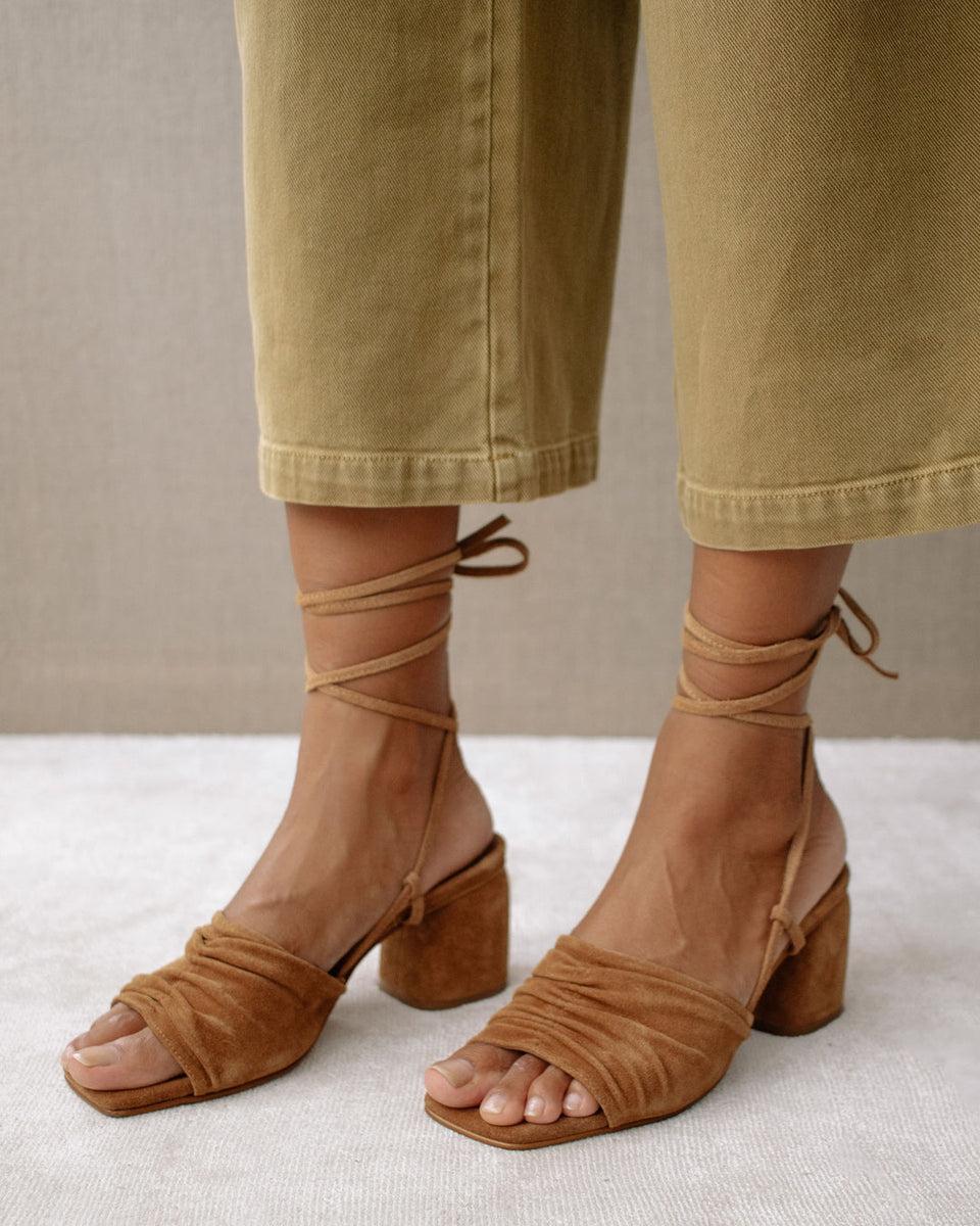 The Kahlo Suede Sandal by Alohas Camel THE SKINNY