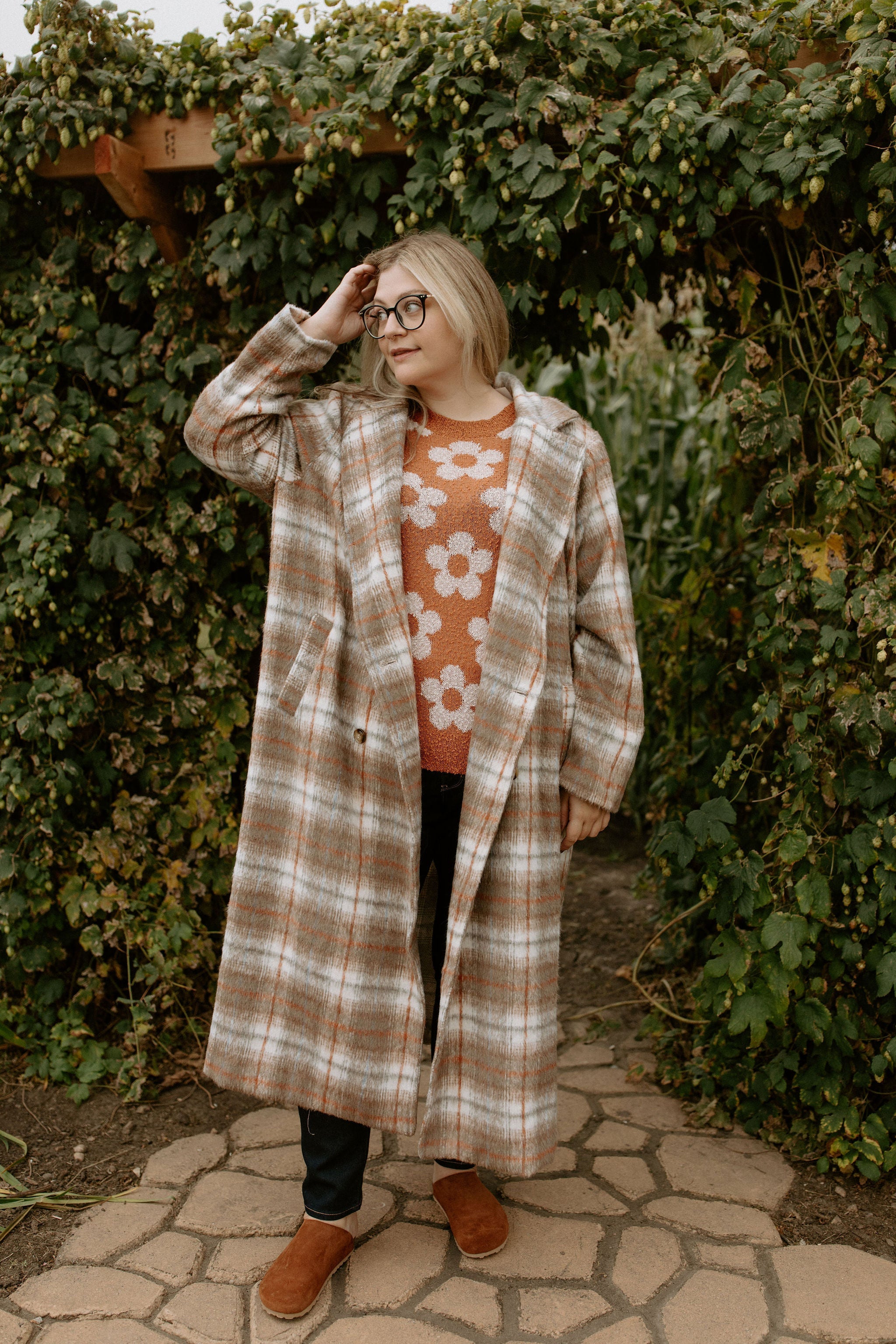 Plaid sales coat long