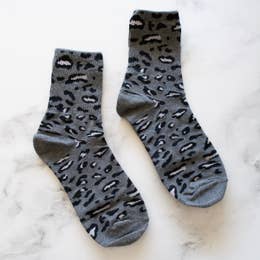 The Apollo Leopard Printed Socks - Grey