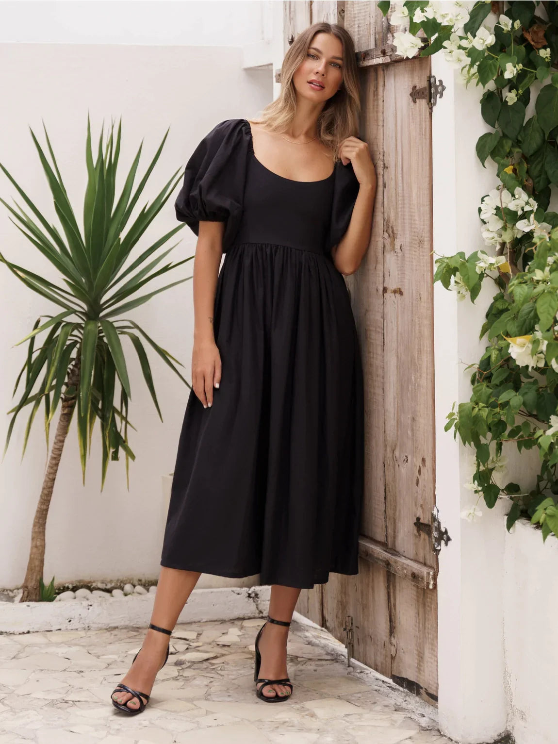 The Cherise Midi Dress by Bali Elf Black THE SKINNY