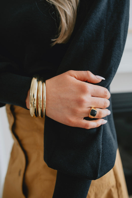 The Chunky Black + Gold Signet Ring