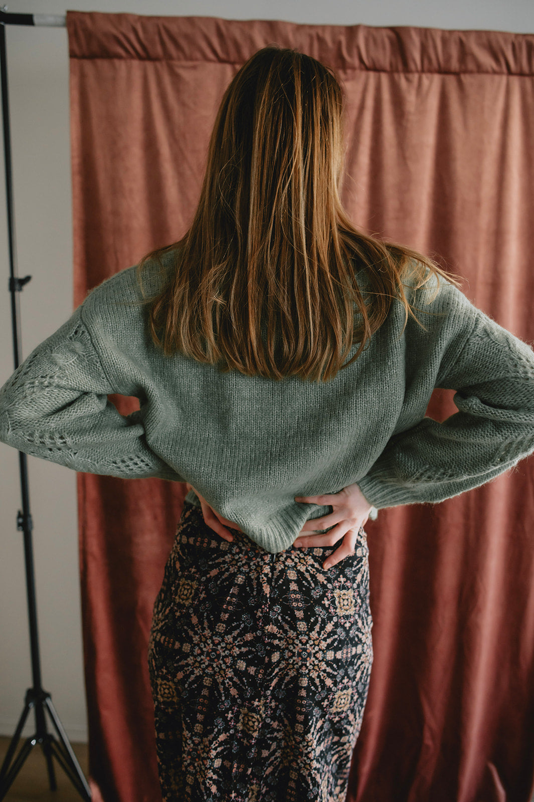 Fine Company Sage Green Pointelle Knit Sweater