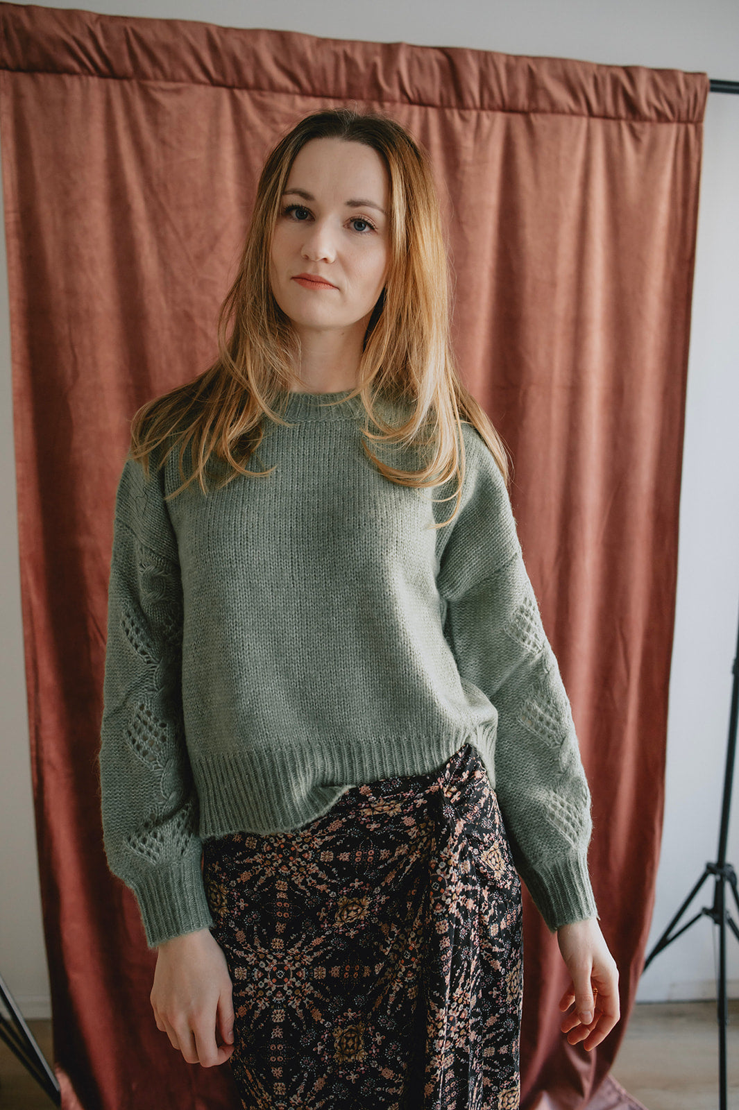 The Molly Pointelle Pullover - Sage – THE SKINNY