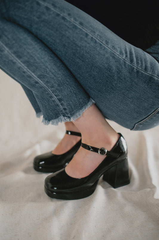 The Mingle Black Patent Mary Janes
