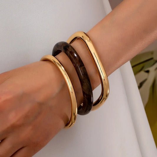 The Tort & Gold Bangle Trio (Set of 3)