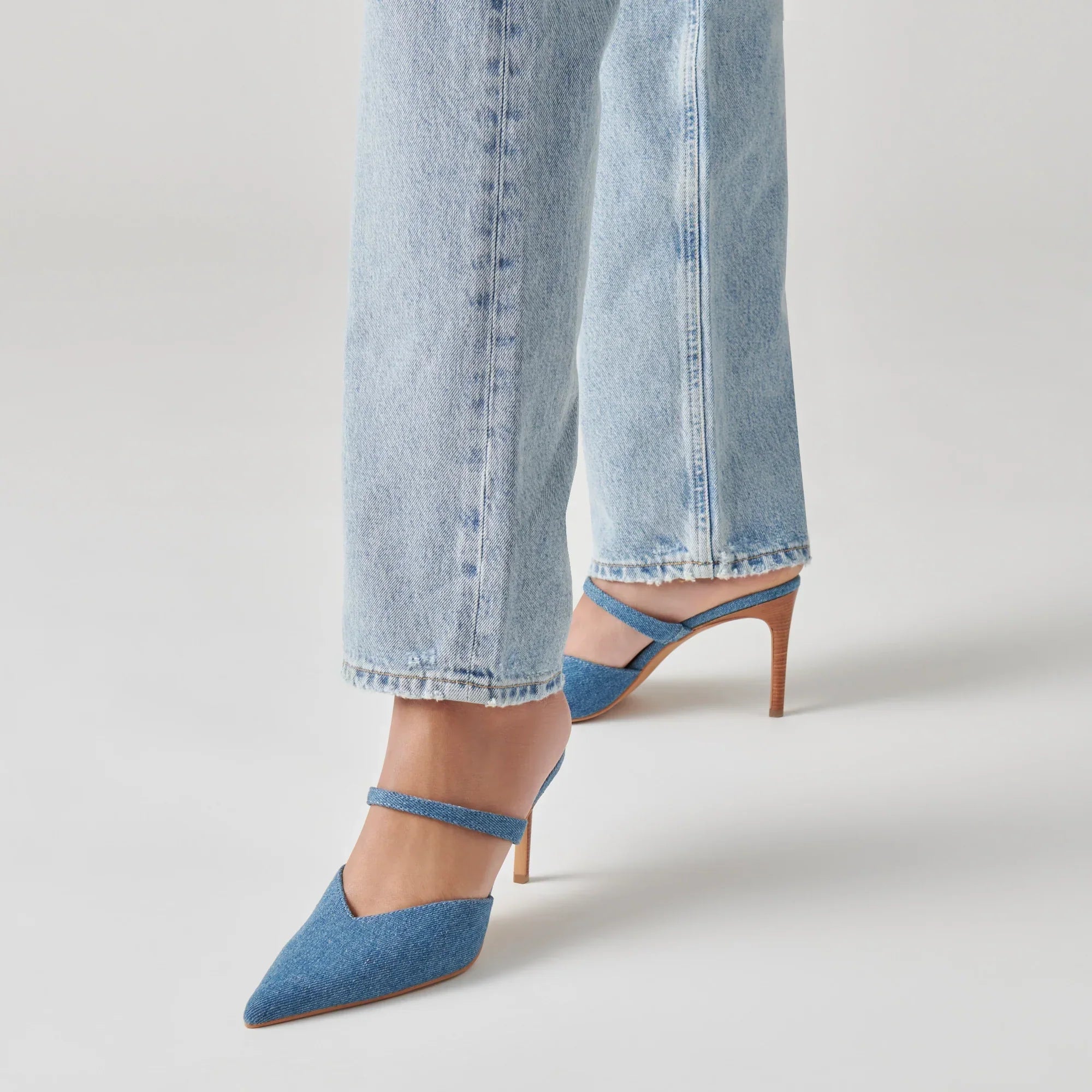Denim heeled shoes discount