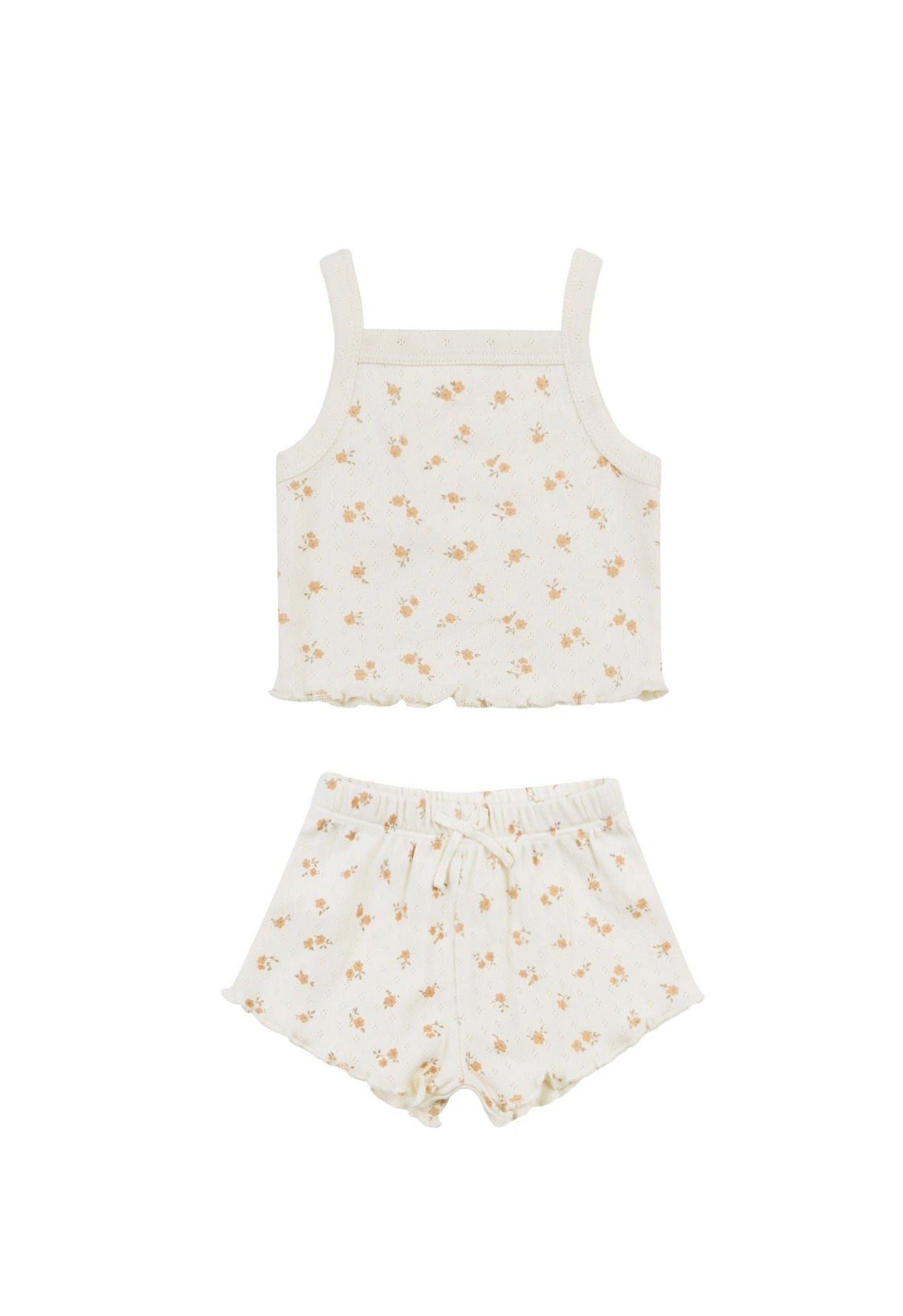 The Pointelle Tank + Shortie SET by Quincy Mae - Floral Melon