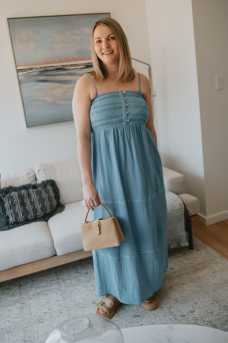 The Soft Tide Maxi Dress - Sky – SHOP THE SKINNY