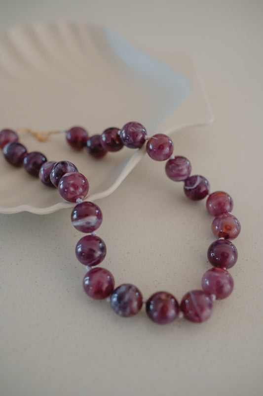 The Suri Beaded Necklace - Violet