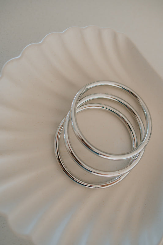 The Streamlined Triple Bangle Set (Set of 3) - Silver