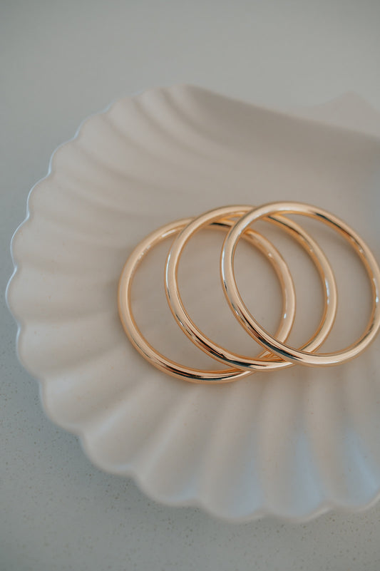 The Streamlined Triple Bangle Set (Set of 3) - Gold