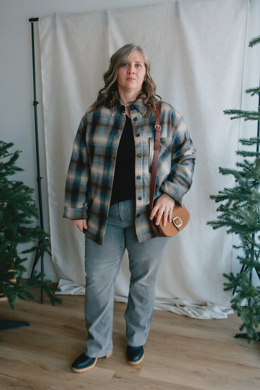 The Studio Plaid Jacket - Navy - PLUS