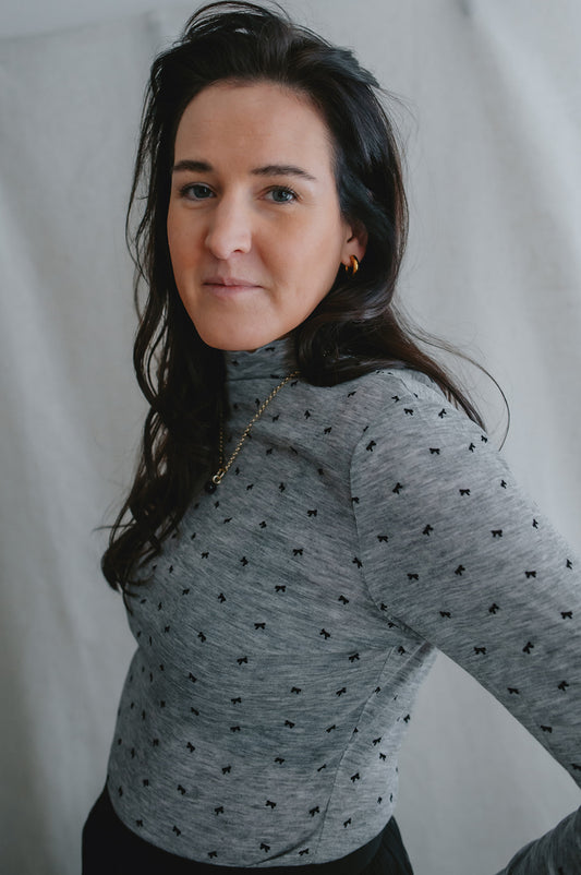 The Bella Bow Dot Top - Heather Grey