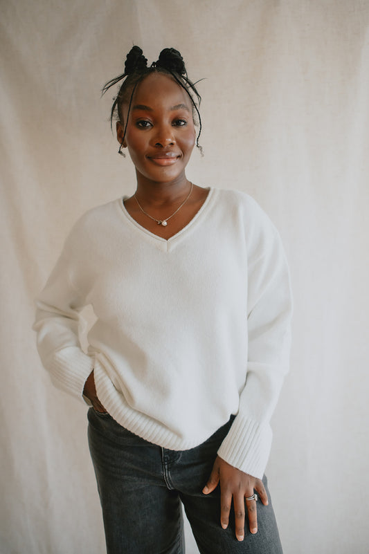 The Charm Knit Sweater - White