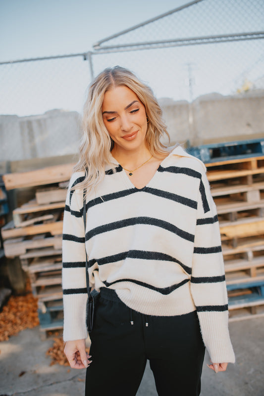 The Parisian Stripe Sweater - Noir