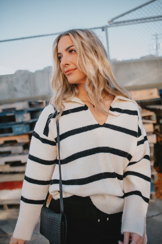 The Parisian Stripe Sweater - Cream