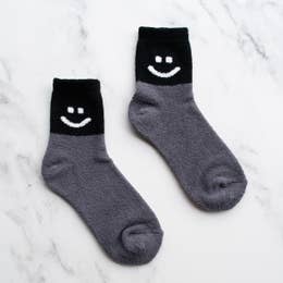 The Blake Smile Socks - Black & Grey