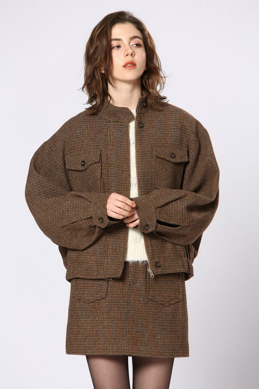 The Chestnut Tweed Bomber Coat