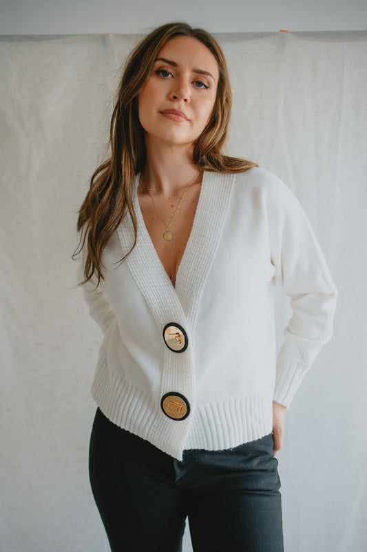 The Polished Knit Cardigan - White