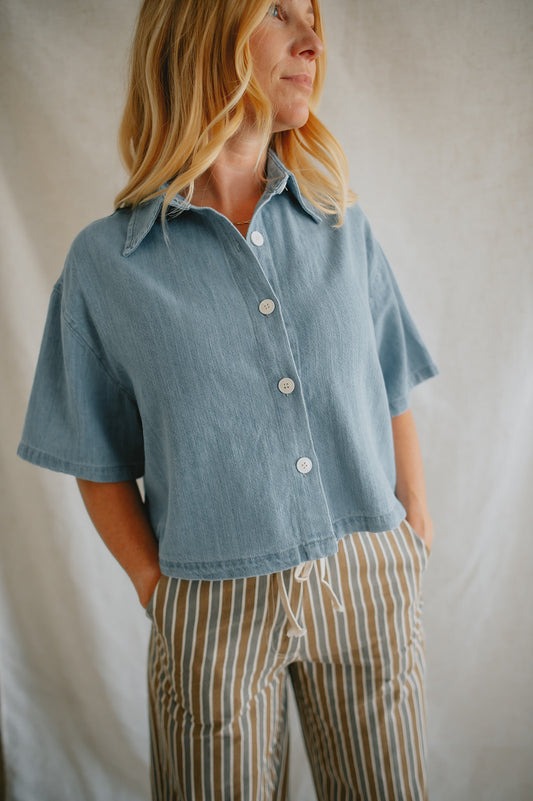 The Wiley Cropped Denim Top