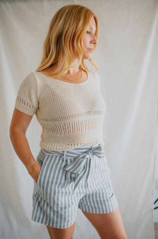 The Trina Knit Tee - Off White