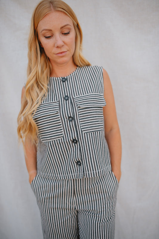 The Sadet Cardigan by FRNCH - Chocolate Stripe