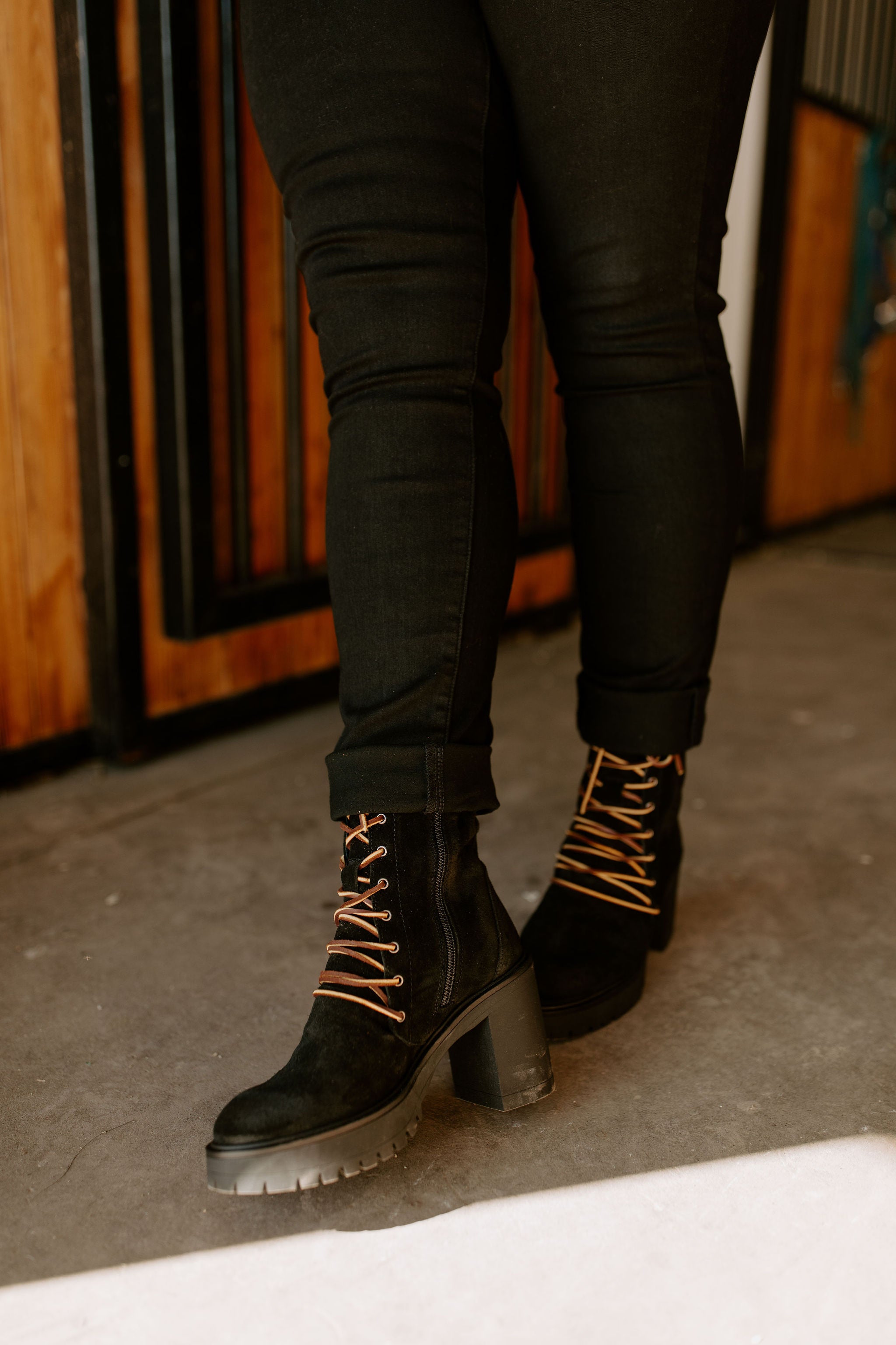 The Dylan Lace-Up Boots by Free People - Black
