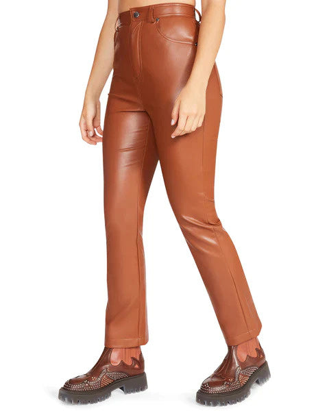 The Josie Vegan Leather Pant - Camel